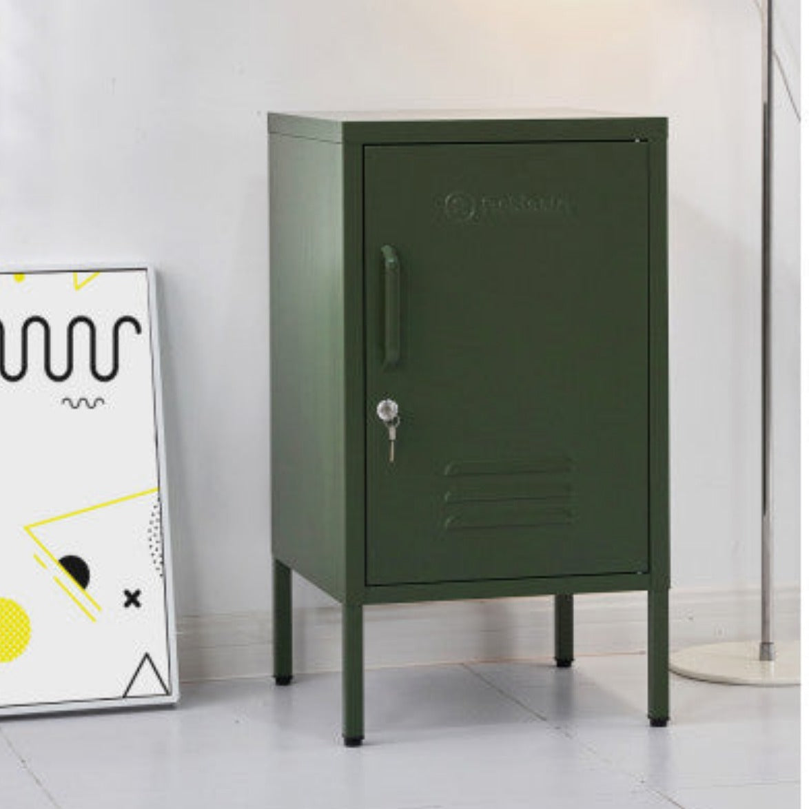 ArtissIn Bedside Table Metal Cabinet - MINI Green 5