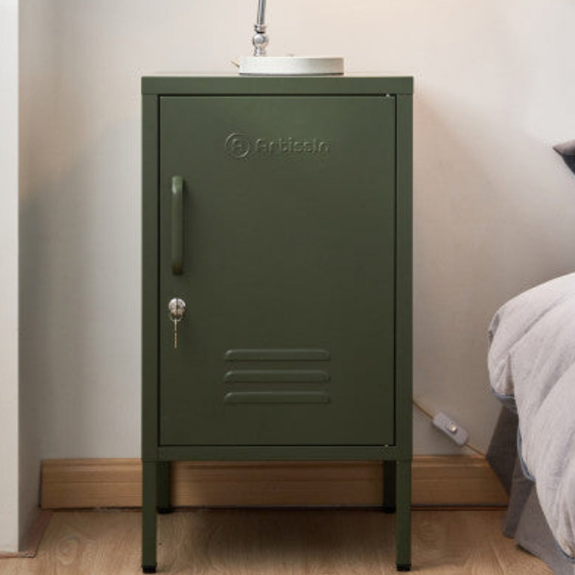 ArtissIn Bedside Table Metal Cabinet - MINI Green 8