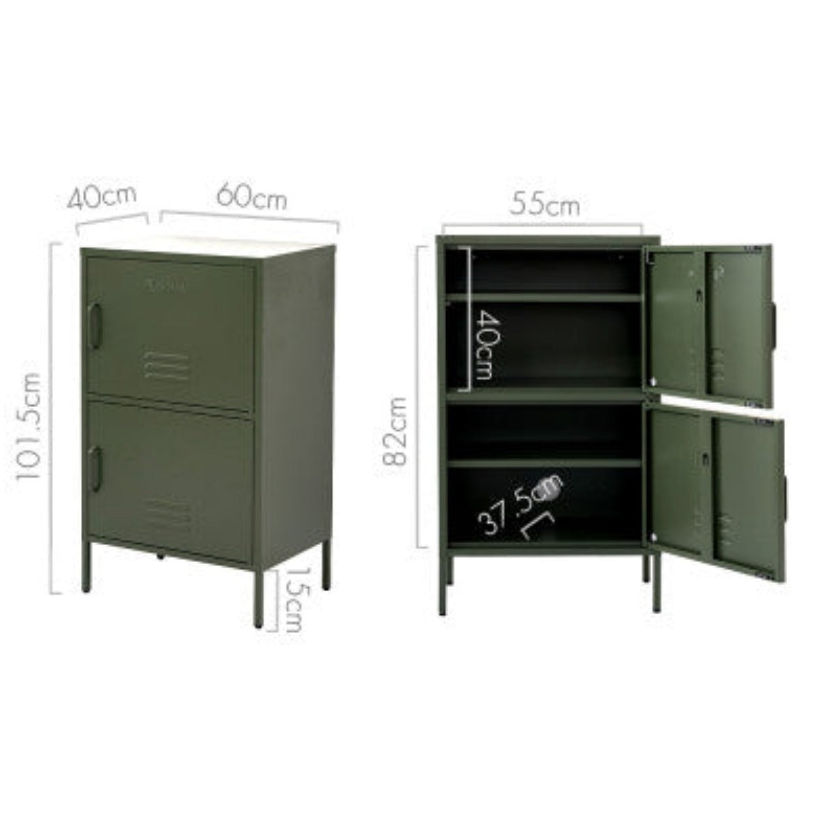 ArtissIn Buffet Sideboard Metal Cabinet - DOUBLE Green 2