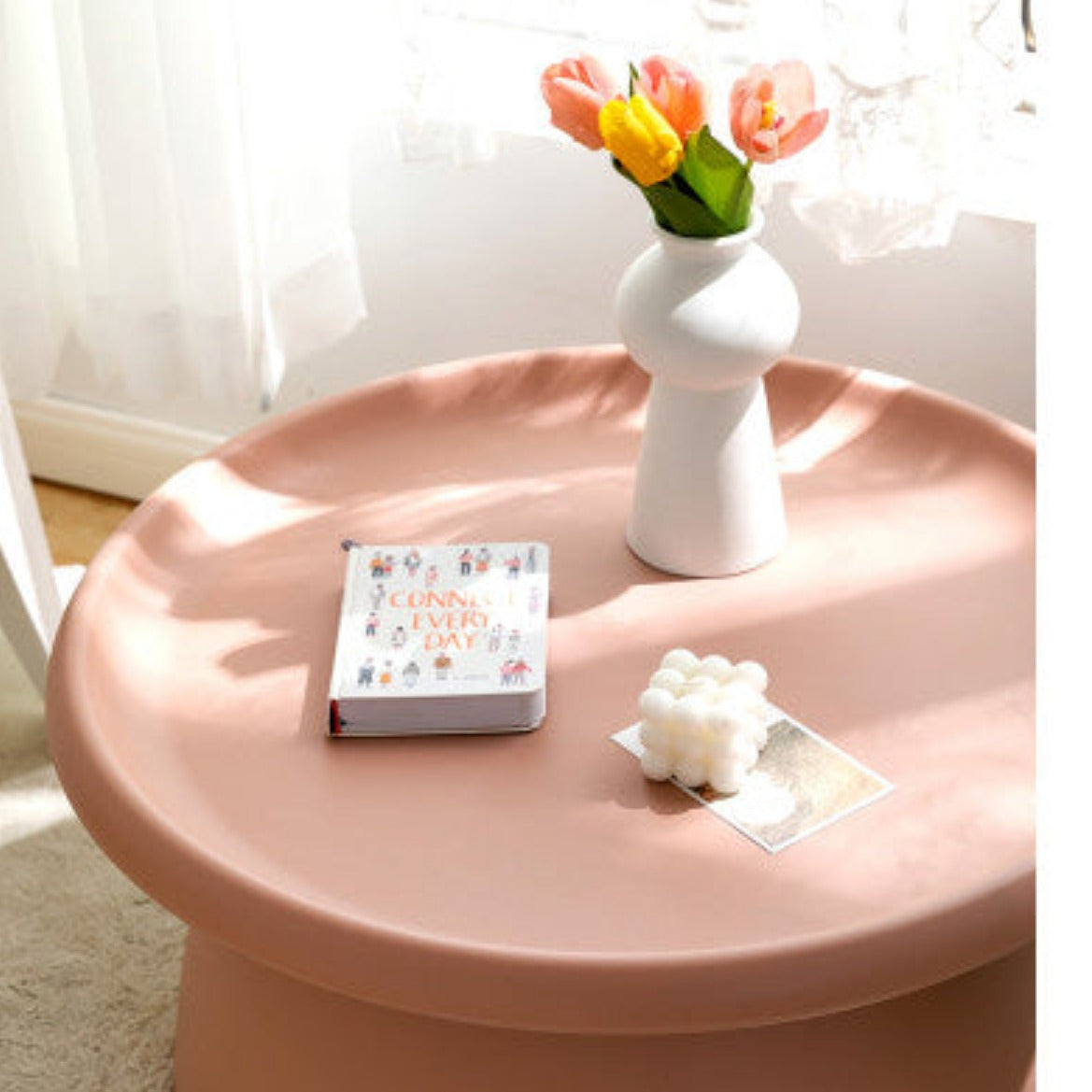 ArtissIn Coffee Table Round 71CM Plastic Pink 2