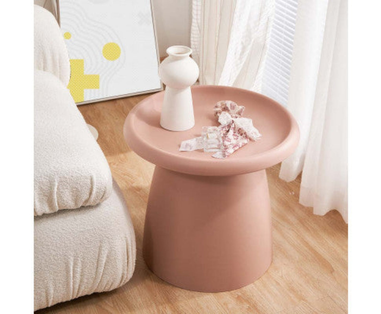 ArtissIn Coffee Table Round 52CM Plastic Pink 5