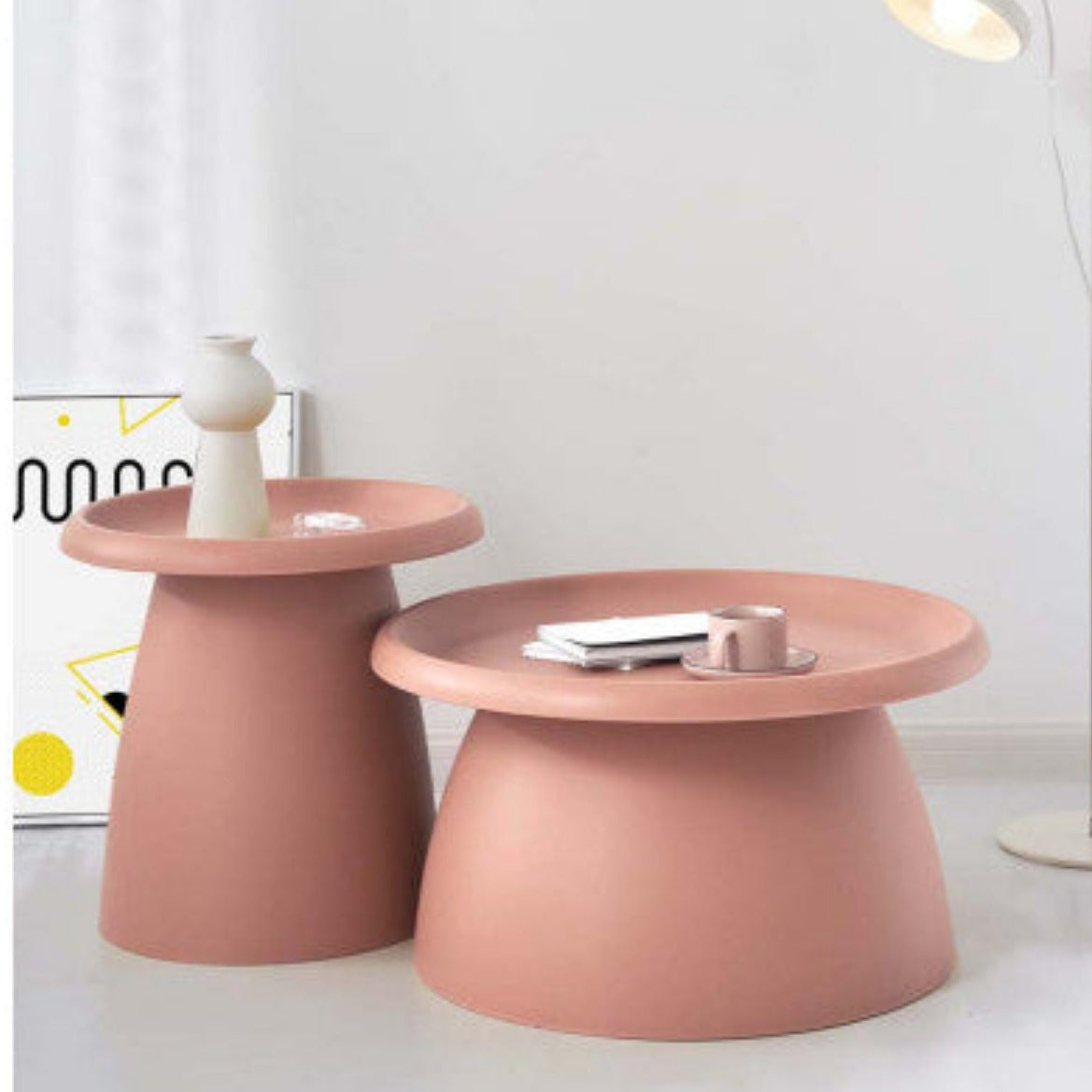 ArtissIn Coffee Table Round 52CM Plastic Pink 8