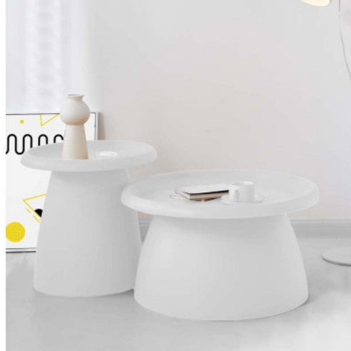 ArtissIn Coffee Table Round 52CM Plastic White 8