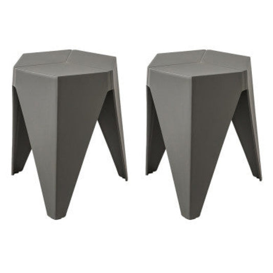 ArtissIn 2x Bar Stools Puzzle Plastic Foot Stool Grey 1