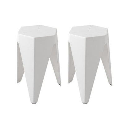 ArtissIn 2x Bar Stools Puzzle Plastic Foot Stool White 1