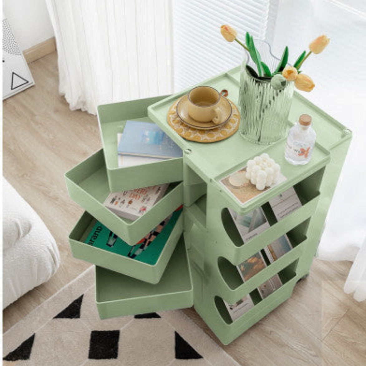 ArtissIn Storage Trolley Bedide Table 5 Tier Cart Boby Replica Green 7