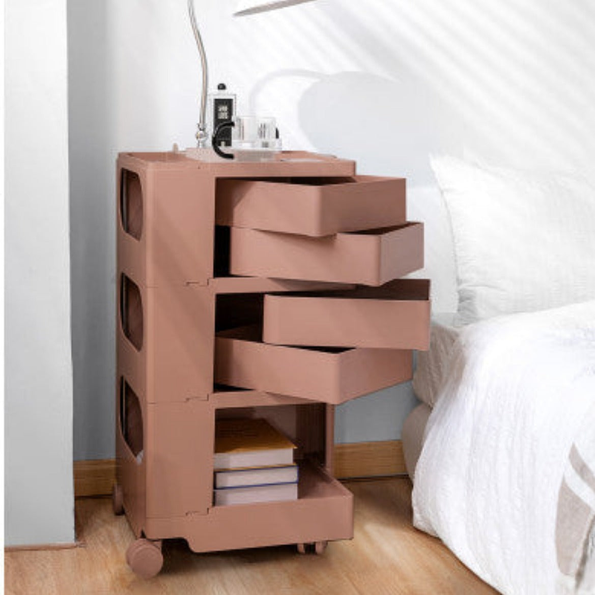 ArtissIn Storage Trolley Bedide Table 5 Tier Cart Boby Replica Pink 8