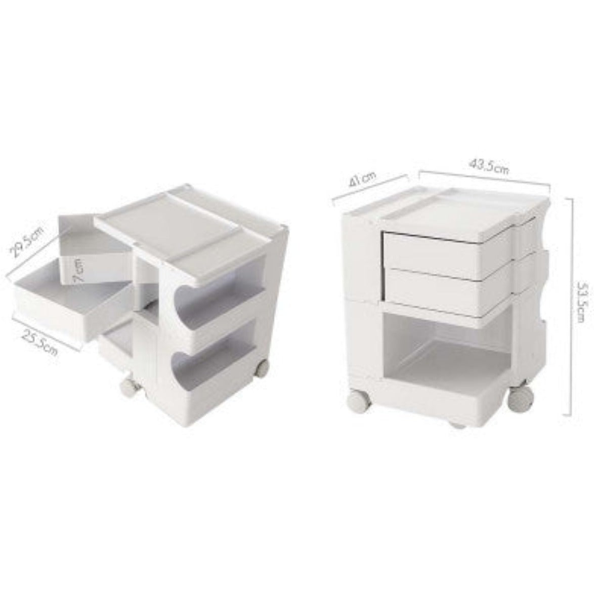 ArtissIn Storage Trolley Bedide Table 3 Tier Cart Boby Replica White 2