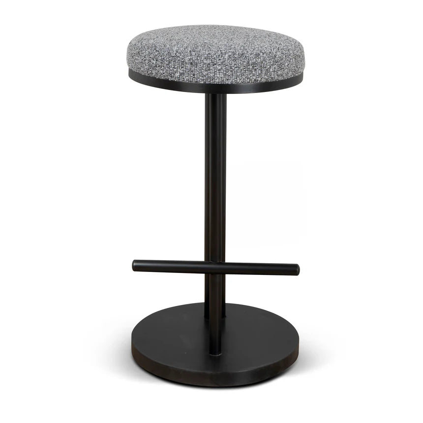 Astral 68cm Black Bar Stool - Graphite Grey Boucle - House of Hyne