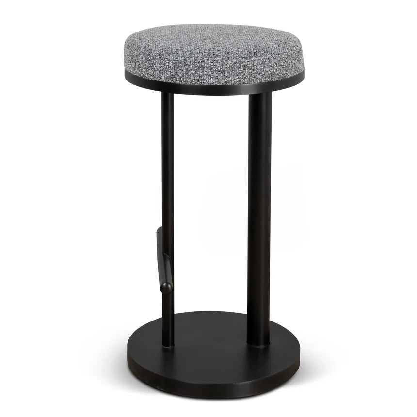 Astral 68cm Black Bar Stool - Graphite Grey Boucle - House of Hyne