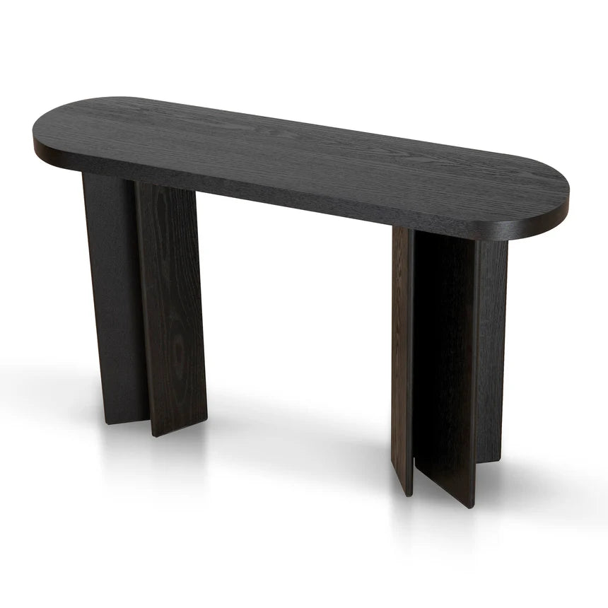 Astro 1.3m Pill Shape Console Table - Textured Espresso Black - House of Hyne