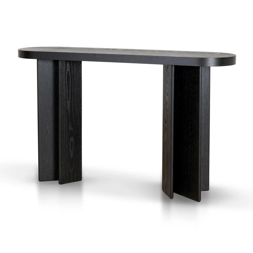 Astro 1.3m Pill Shape Console Table - Textured Espresso Black - House of Hyne