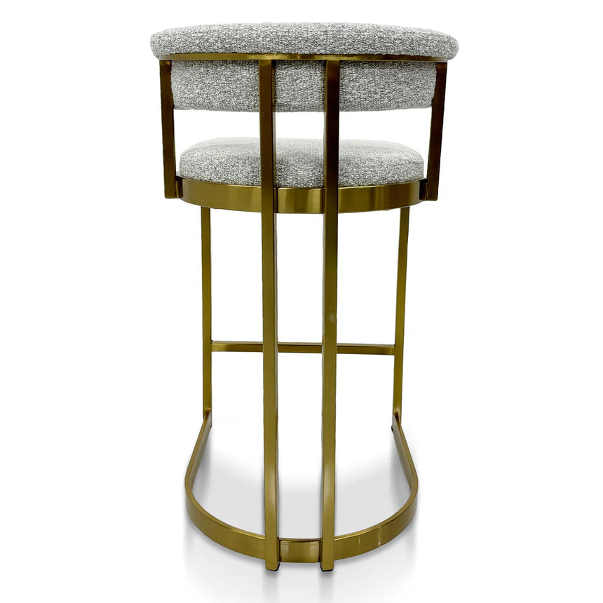 Astro Silver Grey Boucle Bar Stool - Golden Base - House of Hyne