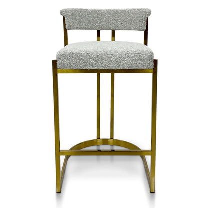 Astro Silver Grey Boucle Bar Stool - Golden Base - House of Hyne