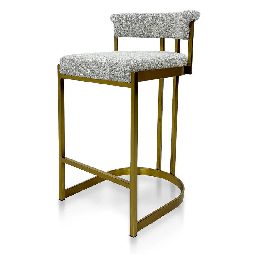 Astro Silver Grey Boucle Bar Stool - Golden Base - House of Hyne