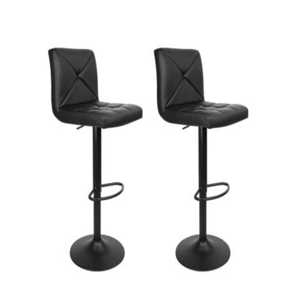 Artiss 2x Bar Stools Kitchen Dining Chairs Gas Lift Stool Leather Black 1