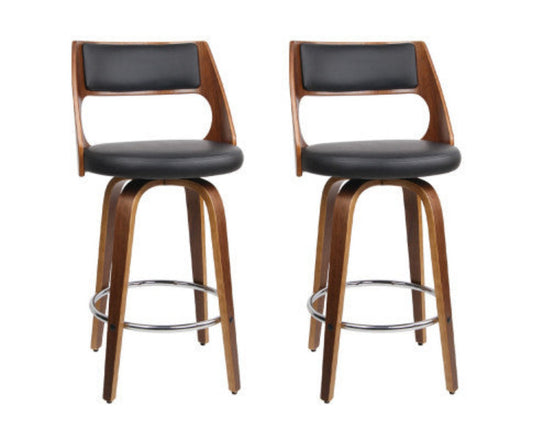 Artiss Set of 2 Wooden Bar Stools - Black 1