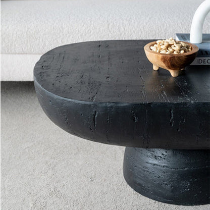 Oval Pedestal Cement Coffee table- Black