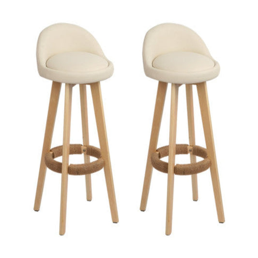 Artiss 2x Bar Stools Padded Leather Wooden Beige 1Artiss 2x Bar Stools Padded Leather Wooden Beige 1