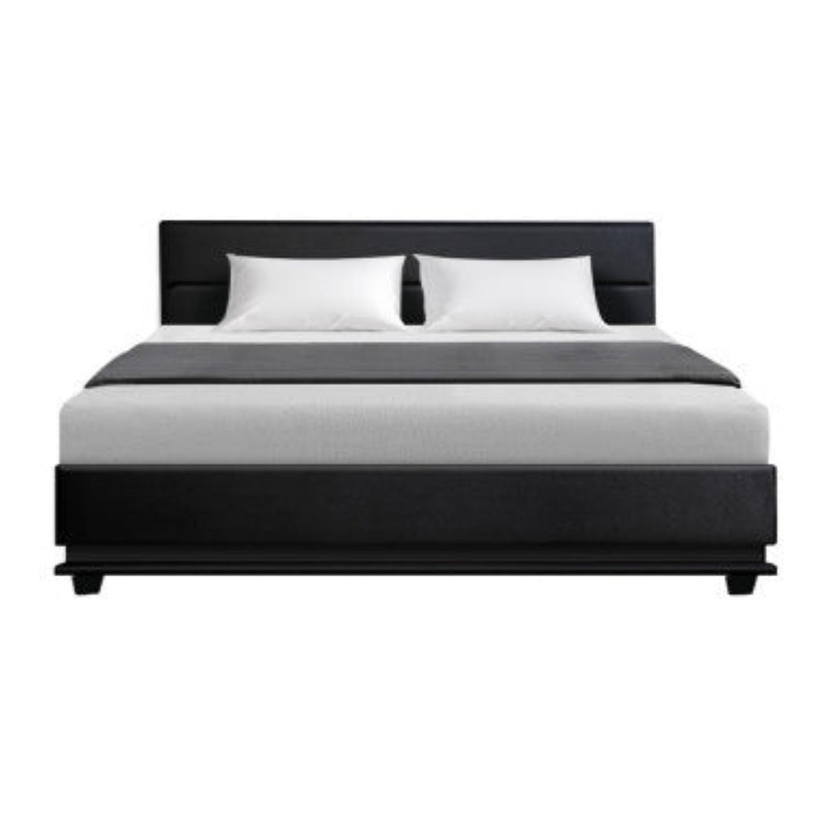 Artiss Bed Frame King Size LED Gas Lift Black LUMI 3