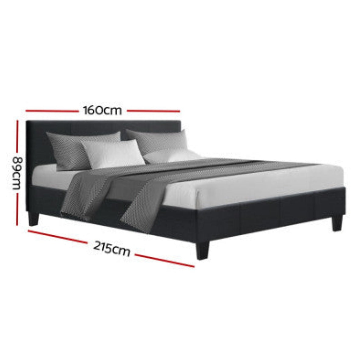 Artiss Bed Frame Queen Size Charcoal NEO 2