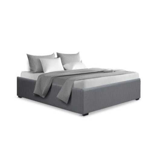 Artiss Bed Frame Queen Size Gas Lift Base Grey TOKI 1