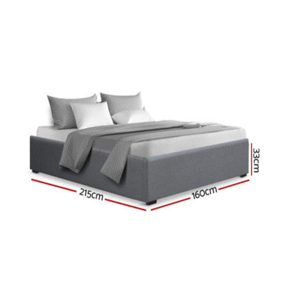 Artiss Bed Frame Queen Size Gas Lift Base Grey TOKI 2