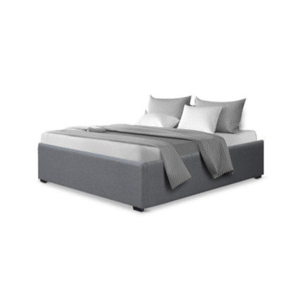 Artiss Bed Frame Queen Size Gas Lift Base Grey TOKI 3