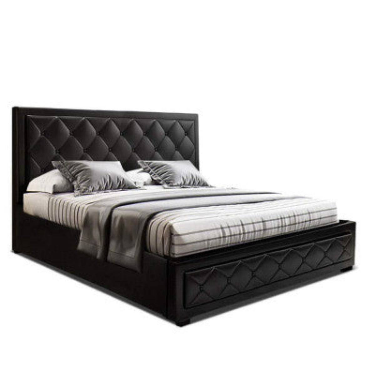 Artiss Bed Frame Queen Size Gas Lift Black TIYO 1