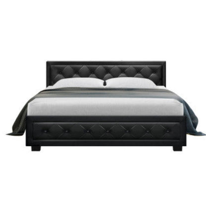 Artiss Bed Frame Queen Size Gas Lift Black TIYO 3