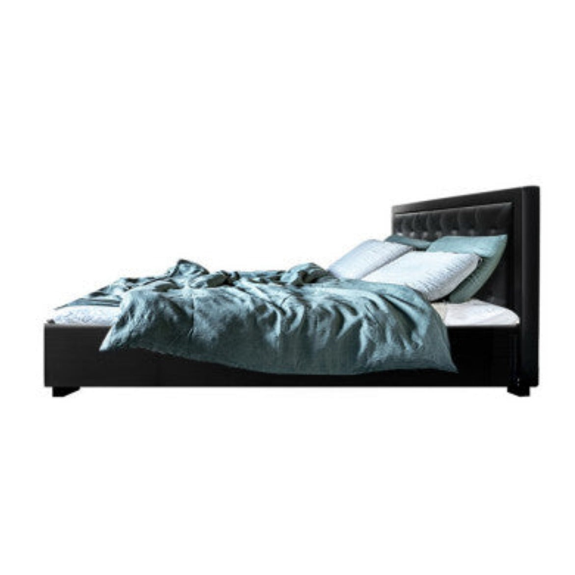 Artiss Bed Frame Queen Size Gas Lift Black TIYO 4