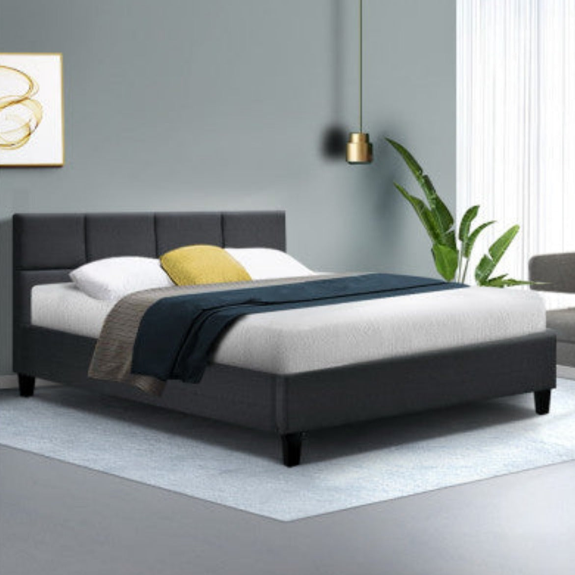 Artiss Bed Frame Double Size Charcoal TINO 8