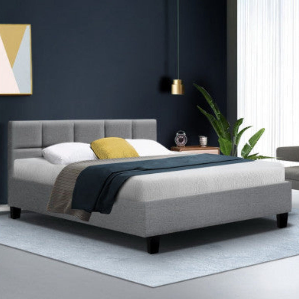 Artiss Bed Frame Queen Size Grey TINO 8