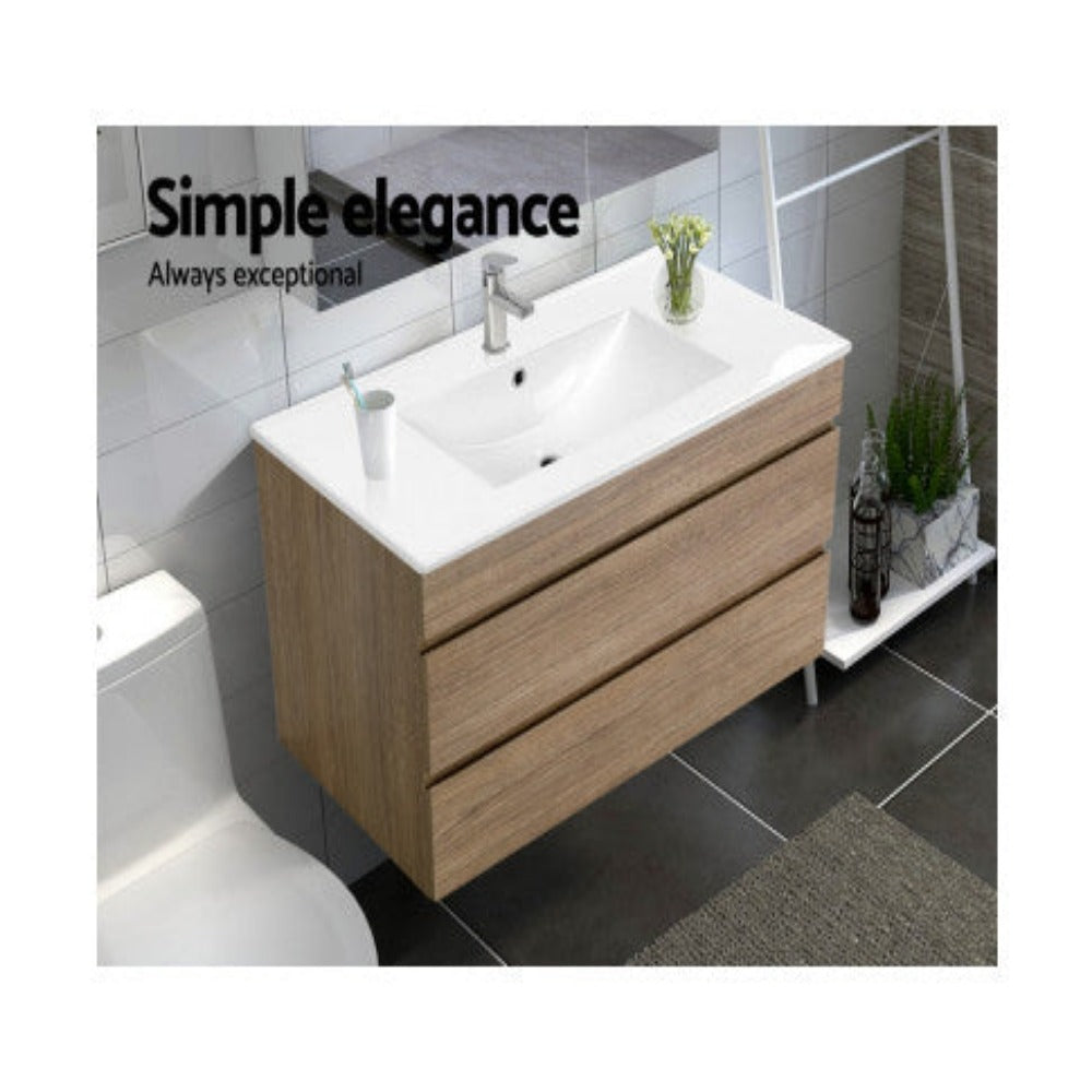 Cefito Vanity Unit 915mm with Basin Oak 4