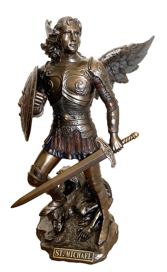 Veronese Cold Cast Bronze Coated St Michael the Archangel Figurine - Small