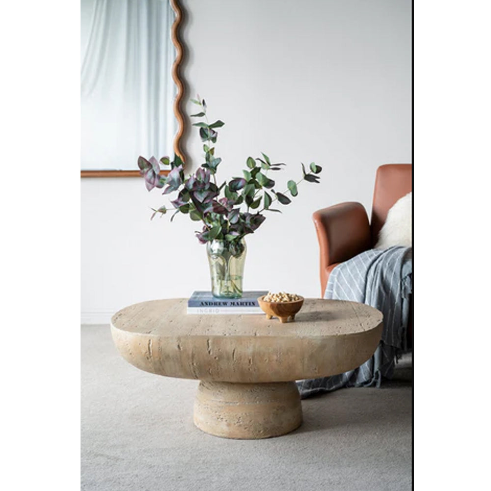 Oval Pedestal Cement Coffee table