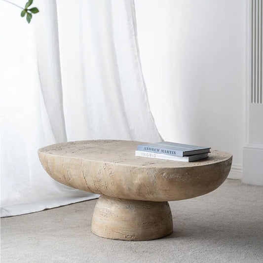 Oval Pedestal Cement Coffee table