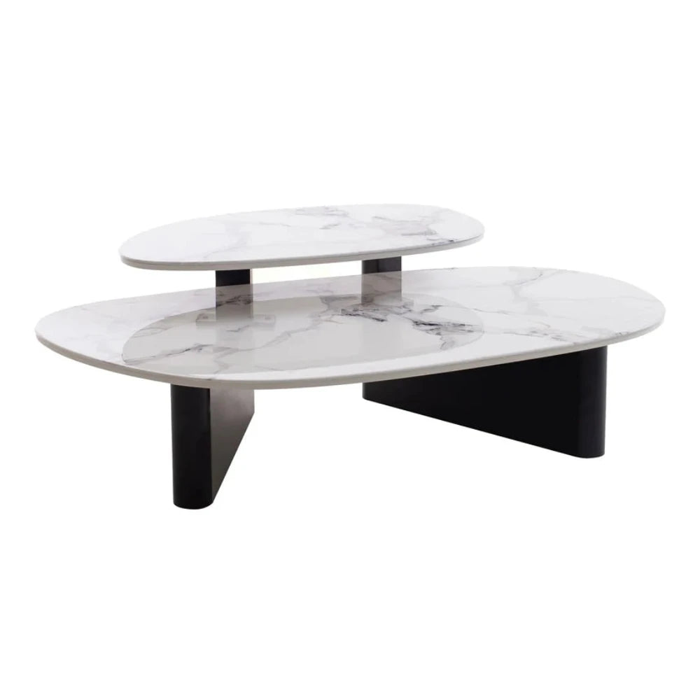 Quorvex Marble Textured Glass Coffee Table - Black-houseofhyne