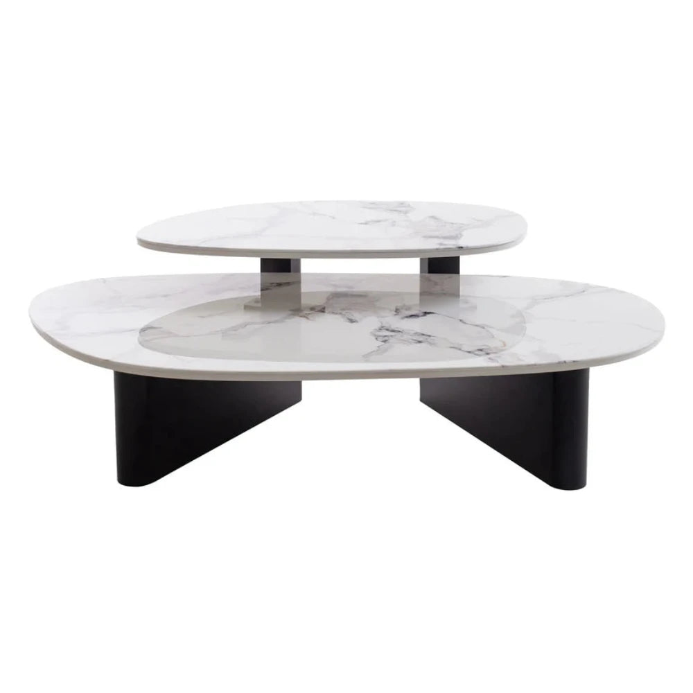 Quorvex Marble Textured Glass Coffee Table - Black-houseofhyne