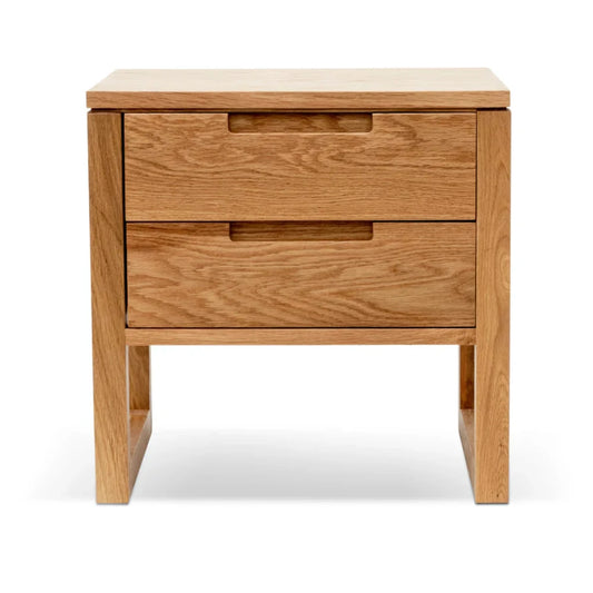 Vixnark 2 Drawer Wooden Bedside Table - Natural Oak-houseofhyne