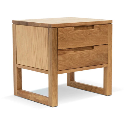 Vixnark 2 Drawer Wooden Bedside Table - Natural Oak-houseofhyne