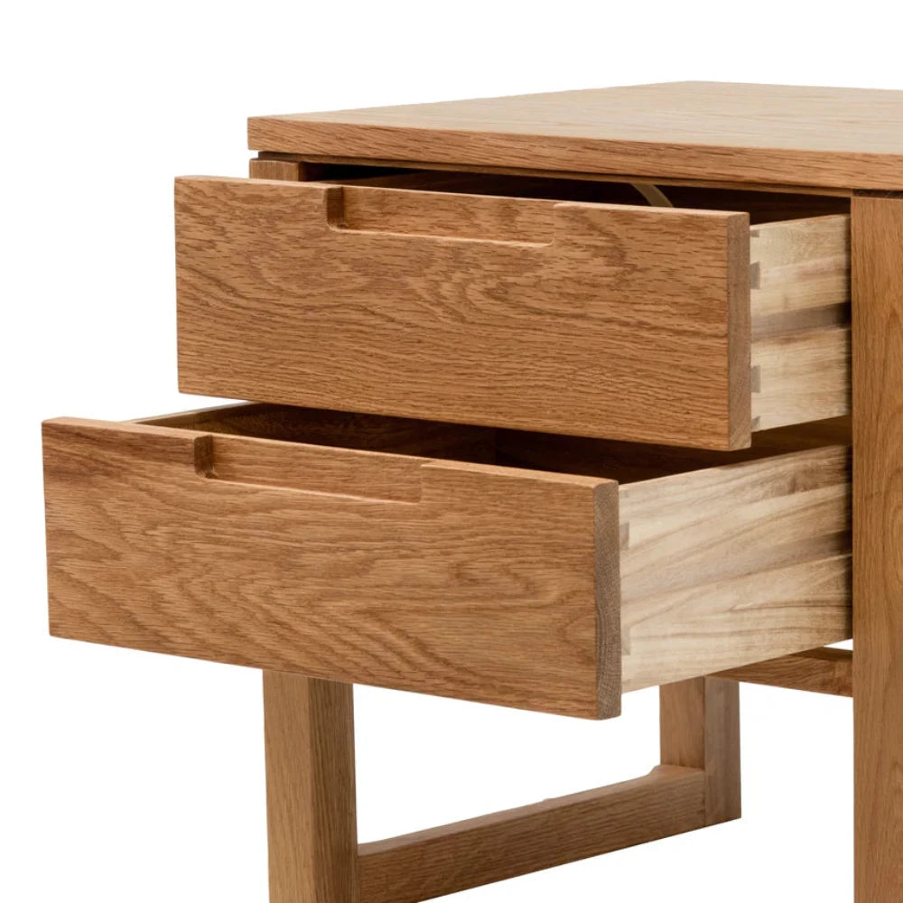 Vixnark 2 Drawer Wooden Bedside Table - Natural Oak-houseofhyne