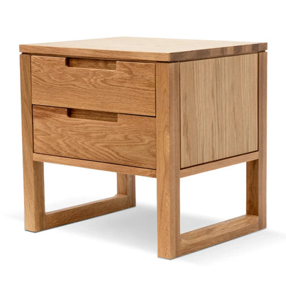 Vixnark 2 Drawer Wooden Bedside Table - Natural Oak-houseofhyne