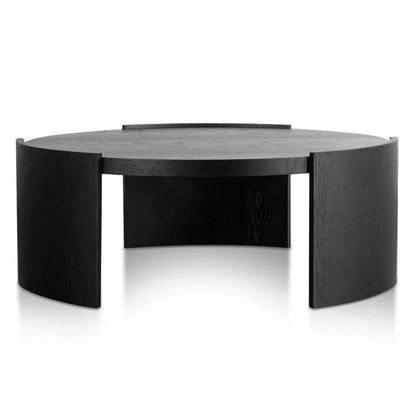 Vorlith 100cm Wooden Round Coffee Table - Black-houseofhyne