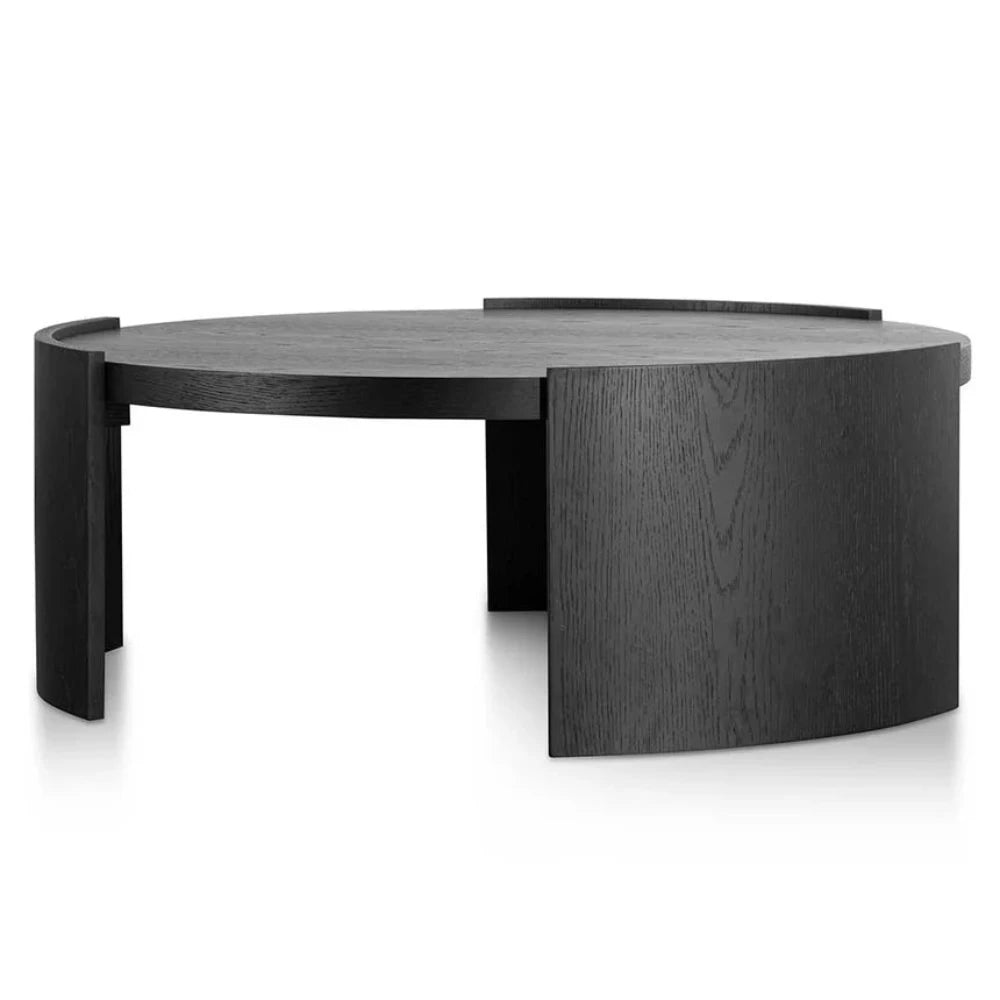 Vorlith 100cm Wooden Round Coffee Table - Black-houseofhyne