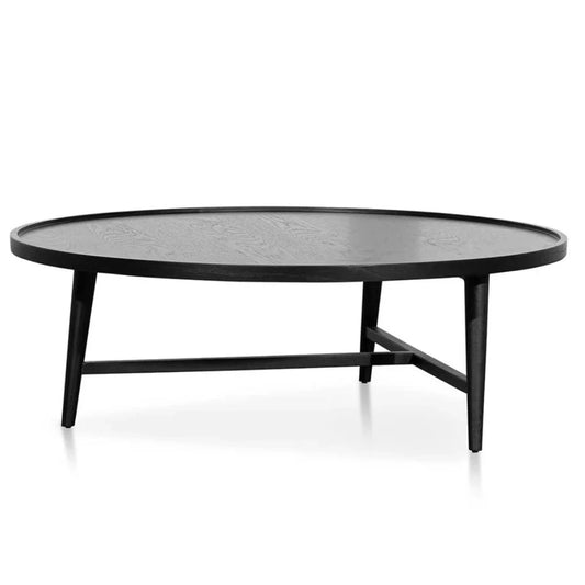 Vorlax 1.1m Wooden Round Coffee Table - Black-houseofhyne