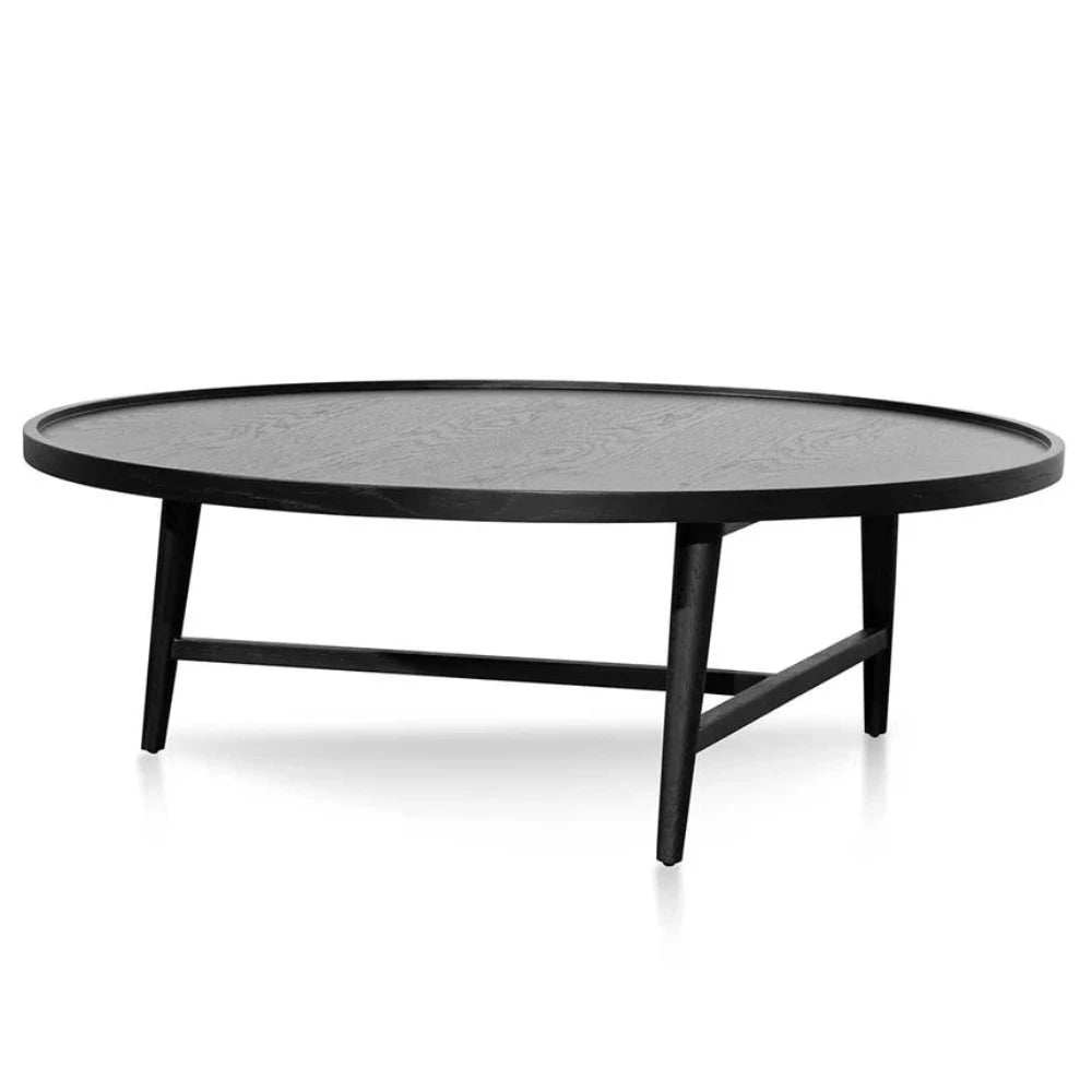 Vorlax 1.1m Wooden Round Coffee Table - Black-houseofhyne