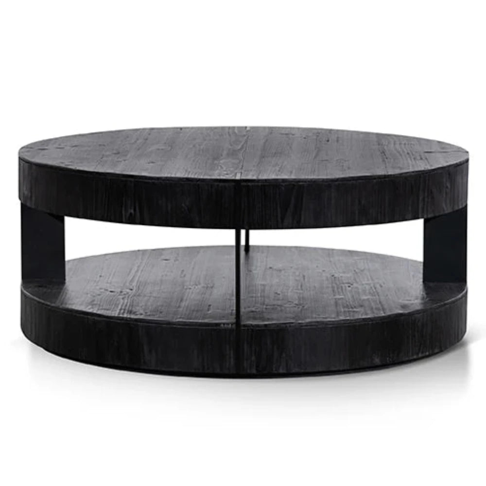 Veltrix 100cm Round Coffee Table - Full Black-houseofhyne