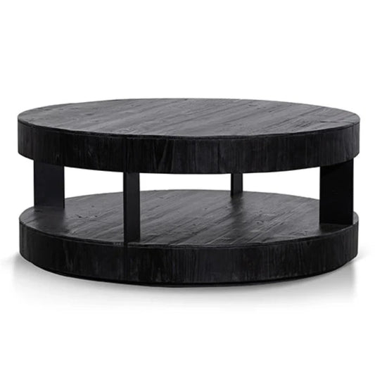 Veltrix 100cm Round Coffee Table - Full Black-houseofhyne