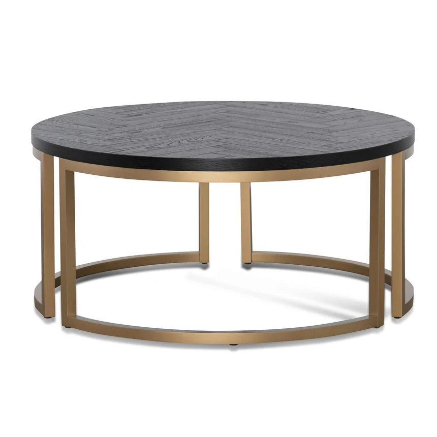 Xaltron Round Coffee Table - Peppercorn and Brass-houseofhyne